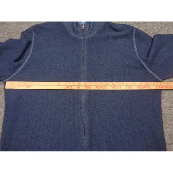 Carroll Custom Wool Sweater XL Blue Full Zip Beverly Hills Carroll & Co Italy